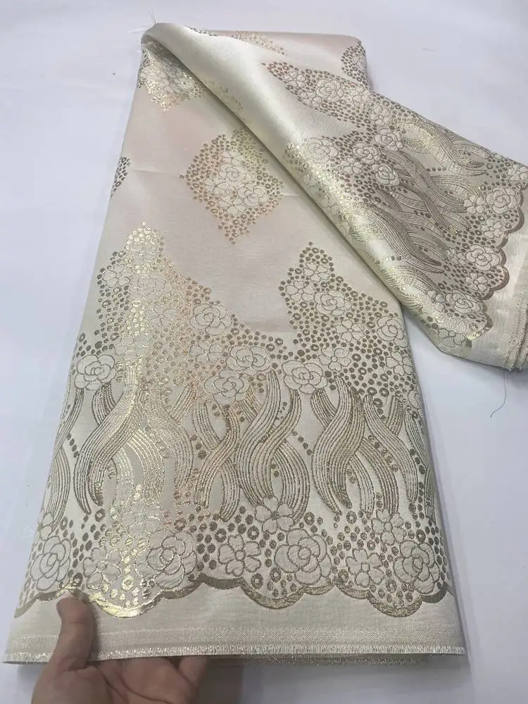 BE FINE  African  Brocade Lace Fabric 2023 Satin Nigerian Brocade  Lace Fabric For Sewing Wedding Party Dress Women Cloth