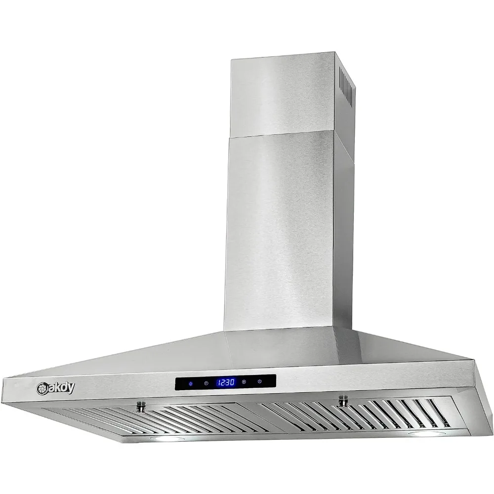 30 polegadas. Wall Mount aço inoxidável Gama Hood, ventilador de 3 velocidades e luzes LED, conversível Range Hood, duto para Ductless