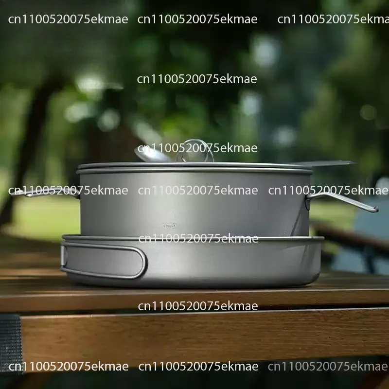 Large-capacity Pure Titanium Cookware: Lightweight, Portable, Uncoated Soup Pot and Titanium Frying Pan