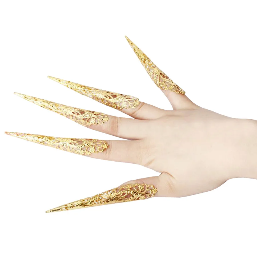 Belly dance peacock false nail dance Indian Thai Golden Finger Jewelry For Belly Dance Dancing Finger Cot Costumes 1PC