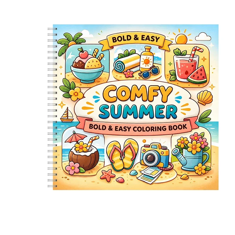 Comfortabel zomerlijk kleurboek met opvallende patronen voor volwassenen, schattig tekenboek, perfect cadeau voor verjaardag, terug naar school, kunstbenodigdheden