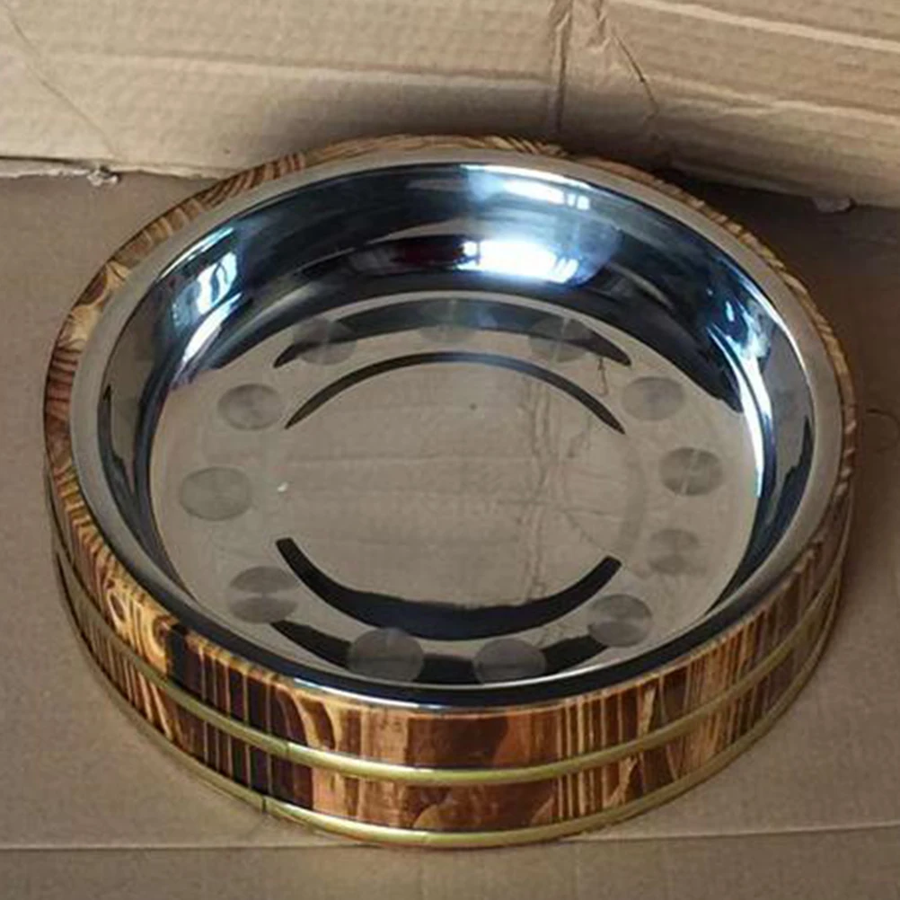

1 pc Wooden Bucket Creative Sushi Bowl Storage Rice Tofu Serving Tray Household Restaurant Use Food Container