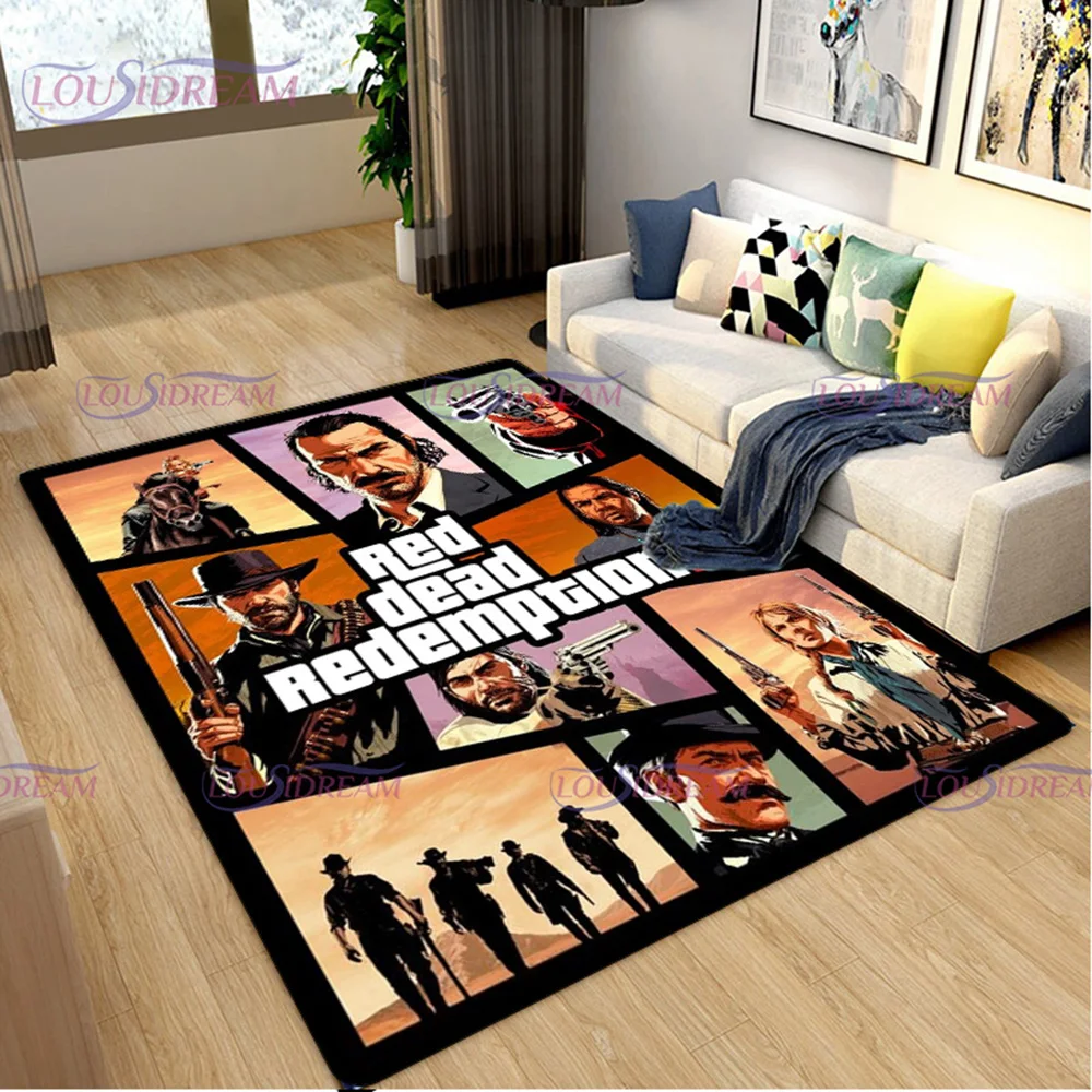 Game Red Dead Redemption 2 Carpet Characters Rugs Door Mat Home Decor Cowboy Area Carpet Living Room Bedroom Kitchen for Home