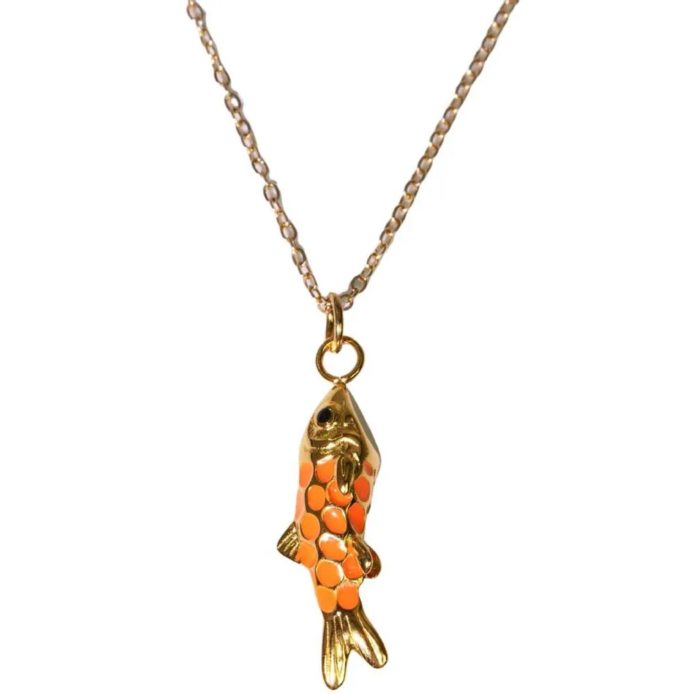 

Movable Plated Enamel Fish Choker 3D Waterproof Mini Metal Carp Necklace Ocean Style Creative Brass Colorful Necklace Kids