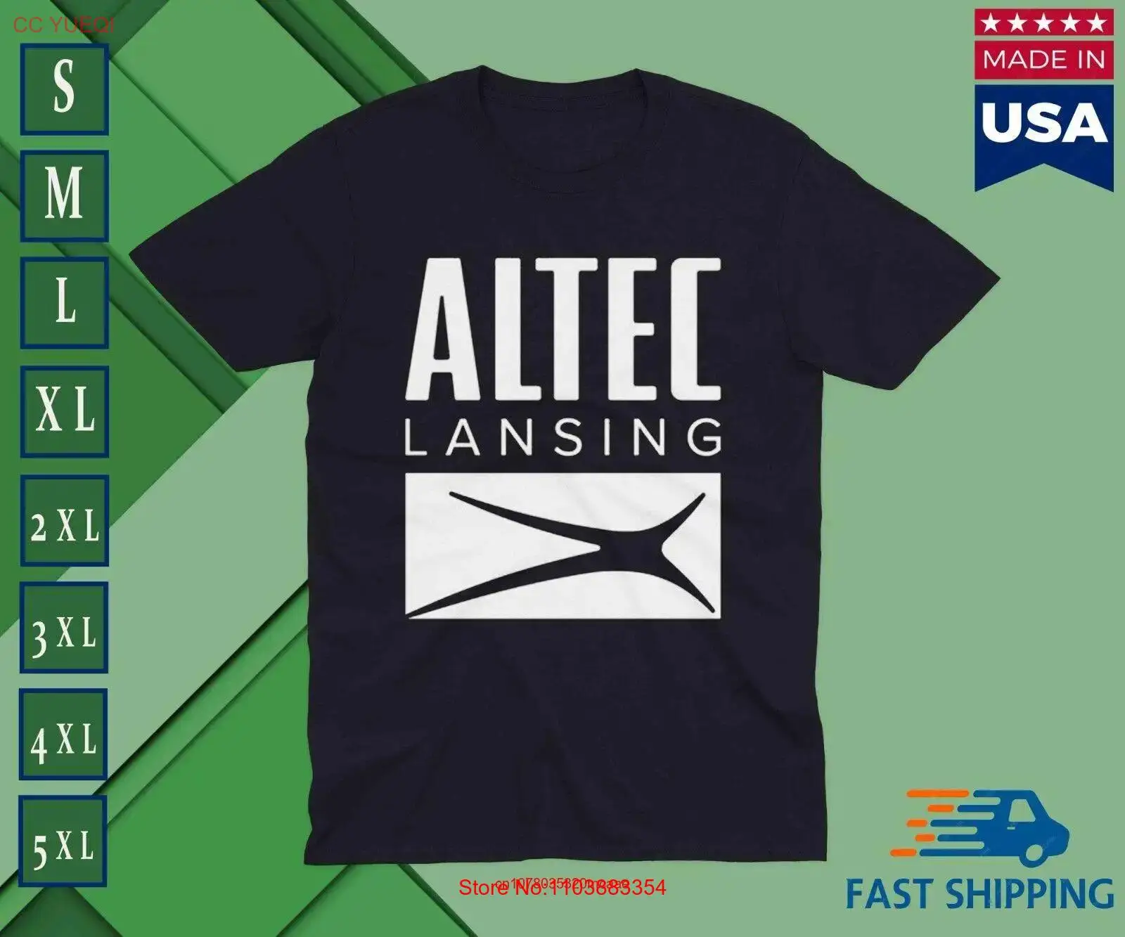 Camiseta Altec Lansing con altavoces, camiseta con auriculares, hecho en EE. UU., manga larga o corta