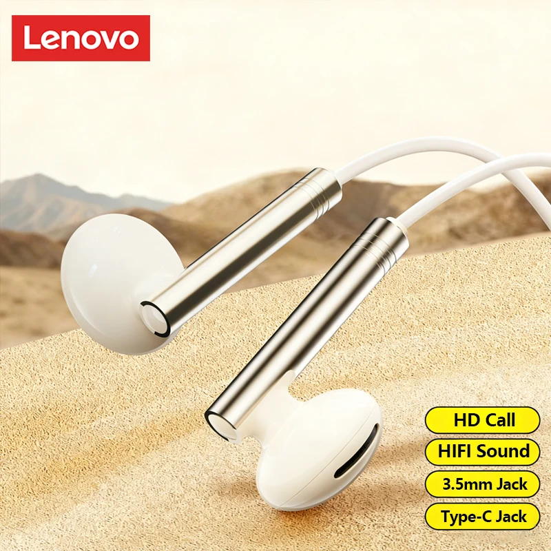 لينوفو السلكية سماعات مع هيئة التصنيع العسكري نوع C/3.5 مللي متر جاك الرياضة سماعات أذن سلكية لأجهزة الكمبيوتر المحمول الكمبيوتر اللوحي الهاتف سماعة الألعاب YF43