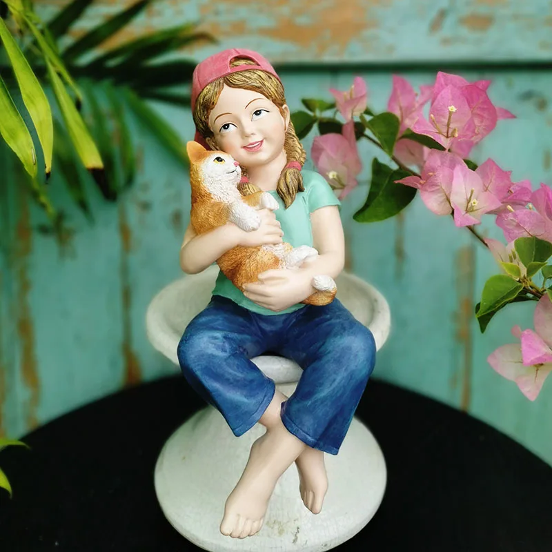 

Outdoor Garden Decoration Gift Girl American Rural Terrace Courtyard Landscape Balcony Jardin Statues