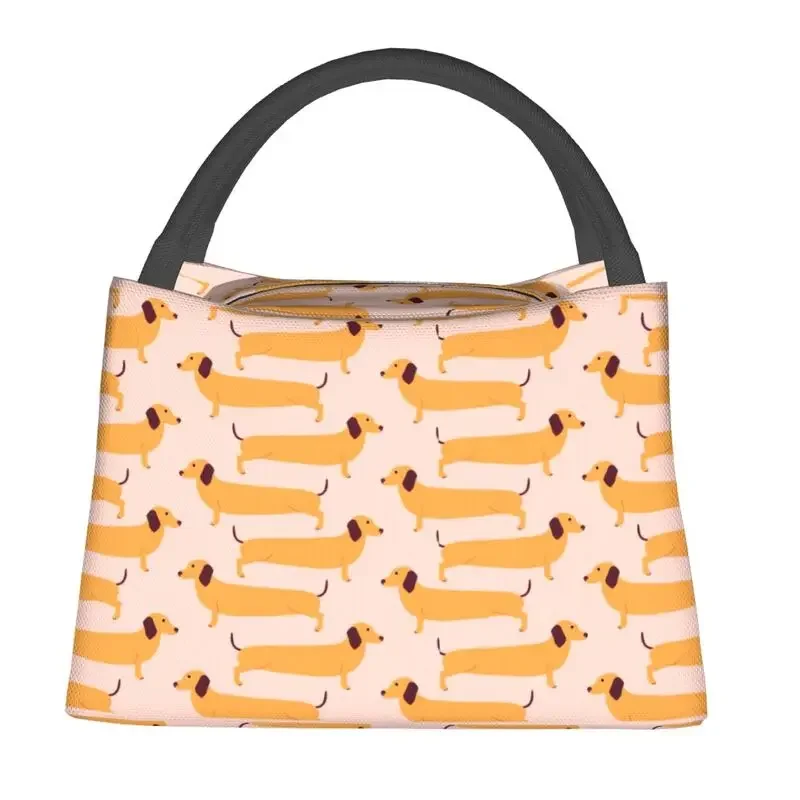 Puppy Dachshund Thermal Insulated Lunch Bag Women Sausage Dog Resuable Lunch Tote for Outdoor Fun Travel  Meal Food Box