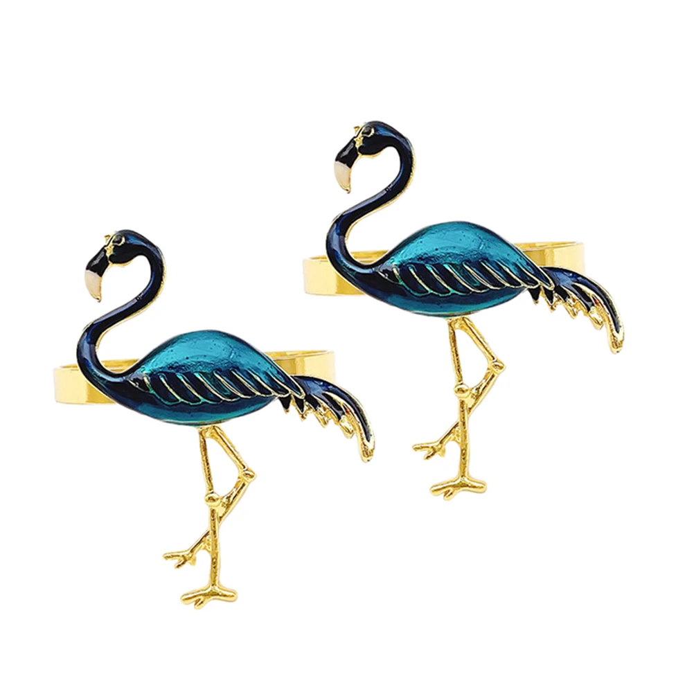 

2pcs Flamingos Napkin Rings Premium Alloy Party Wedding Banquet Gathering Decoration Reusable Table Setting Accessory