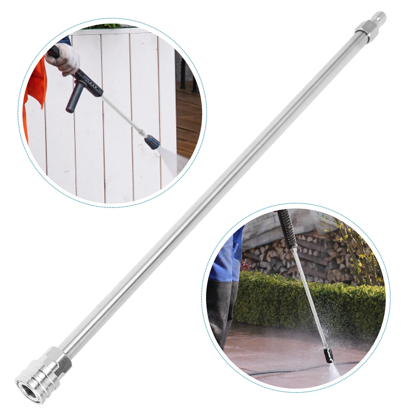 High Pressure Extension Rod 22Mm To 1/4 Inch Quick Connect Stainless Steel For Power Washer Long Handle Wand Accessory