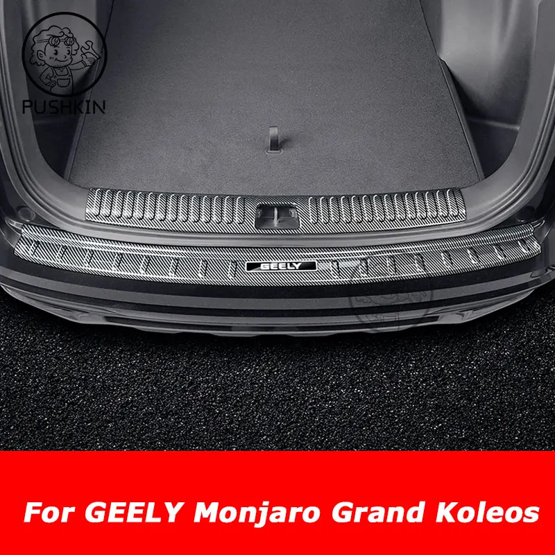 

For Geely Monjaro KX11 Grand Koleos 2025 2024 Stainless Black Car Rear Trunk Protector Plate Anti Hit/Dust Sill Decoration Cover