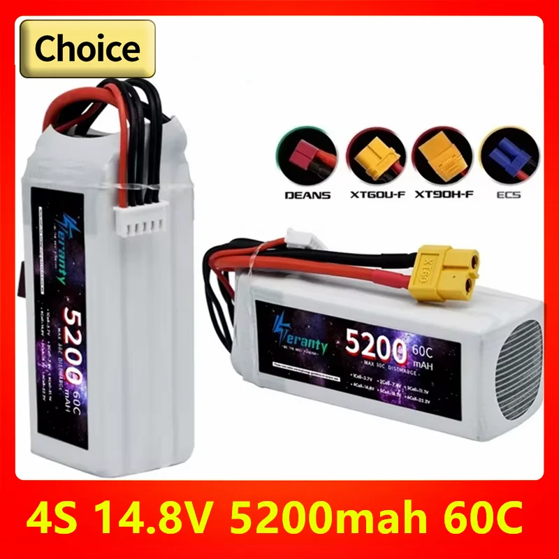 

4S Lipo Battery 60C 14.8V 5200mAh Lipo Battery with XT60/T/TRX/EC5 Connector for RC FPV Racing Drone Quadcopter Racing Hobby