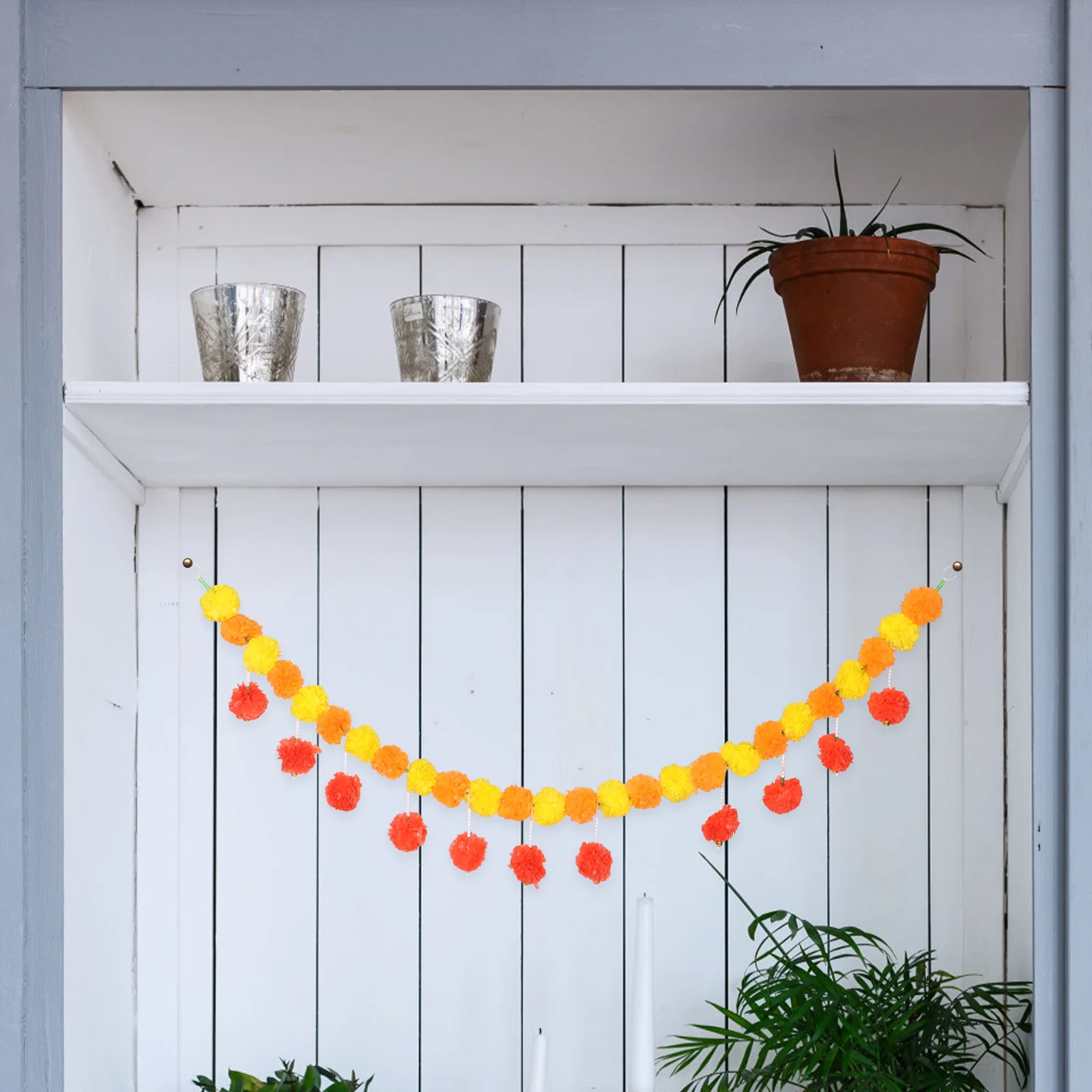

Marigold Garland Faux Flower Decor For Day Of The Dead Wedding Party Hanging Ornament Artificial Orange Flowers Diy Wreath