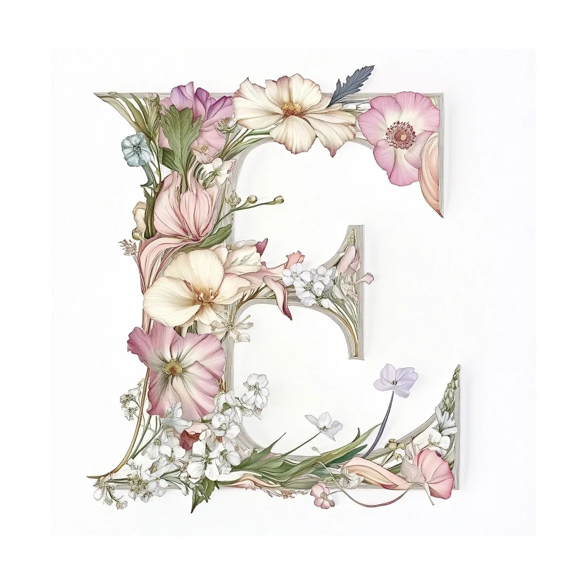 1 Stück 40x40 cm/15,74 Zoll, 11Ct/14Ct Kreuzstich-Set, DIY Valentinstagsgeschenk, Stickerei-Set für Festlichkeiten, Blumenmuster Buchstabe E – Detail 4