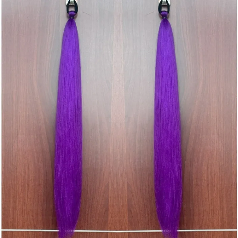 Kpop Synthetic Colorful Ponytail Extension Long Straight DIY Braided Pony Tail Hairpiece with Rubber Band Women Hair Accessories