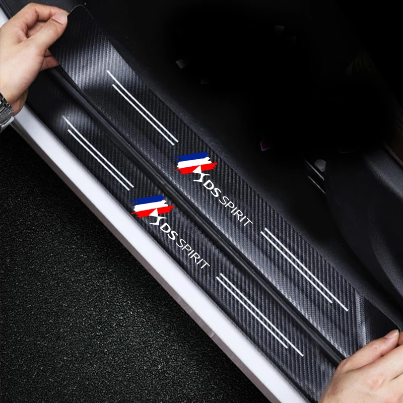 Carbon Fiber Door Sill Protector Adesivos, Scuff Plate, Decalques Protector, Citroen DS, Espírito, C3, C2, C1, C4, DS5, DS3, DS4