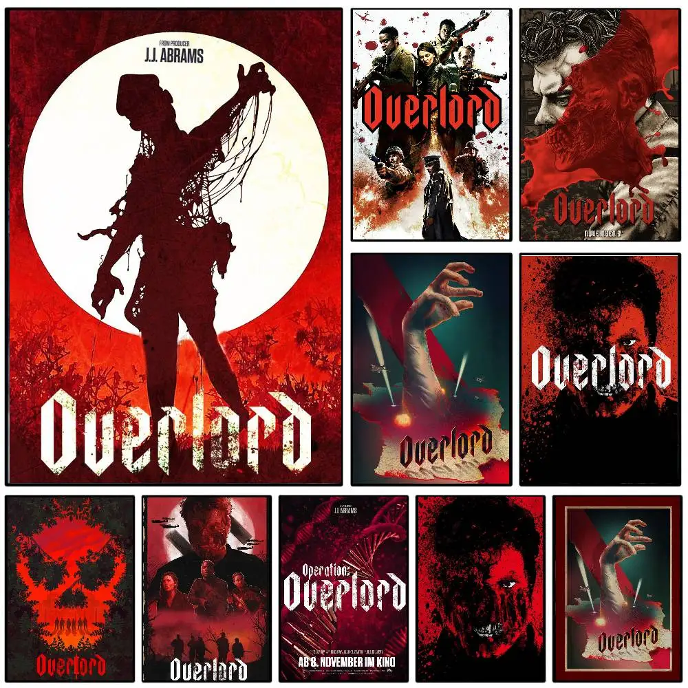 O-Overlord Thriller Movie Poster Art Sticky Wall Waterproof Home Living Room Bedroom Bar Aesthetic Decoration