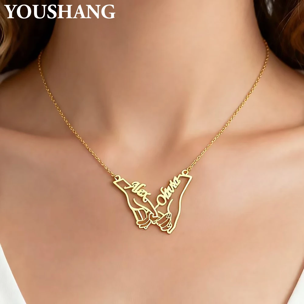 

Custom Couple's Name Necklace Personalized Dual Names Stainless Steel Hook Pendant Valentine's Day Jewelry Gift for girlfriend