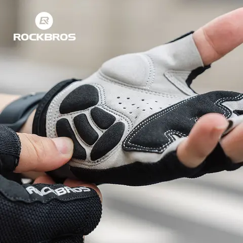 Rockbros-男性と女性のためのハーフフィンガーバイクグローブ、ジェルパッド入りサイクリンググローブ、通気性のあるショーツ、mtbロード、春と夏