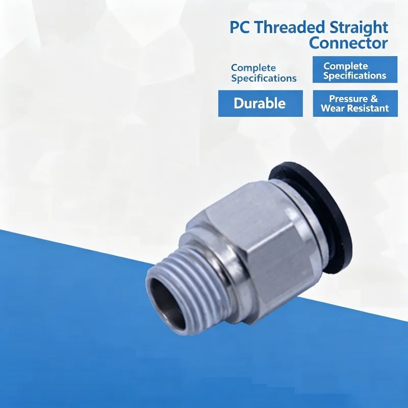 30/50/100PCS Pneumatic Fittings Male Thread -M5 1/8 1/4 3/8 1/2 01 02 To Tube Push Air Tube Straight Connection PC4 6 8 10 12mm