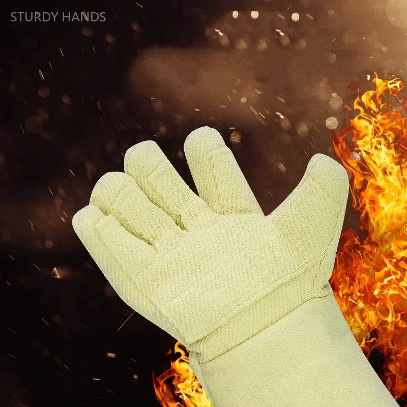 1pair High Temperature Gloves 1000 °industrial Oven Gloves Fireproof, Thickened Thermal Insulation Protective Work