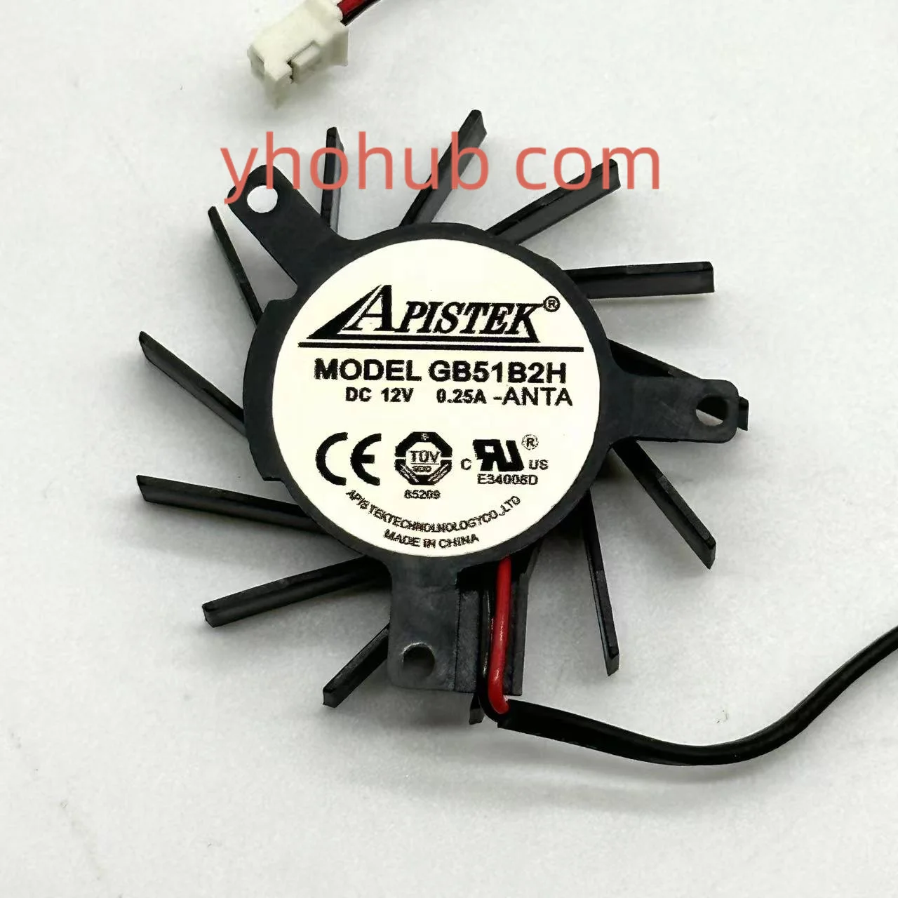 

APISTEK GB51B2H DC 12V 0.25A 2-Wire Server Frameless Fan