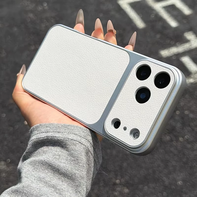 Weiche Matte Leder-Silikon-Handyhülle für iPhone 15 17 16 13 12 11 14 Pro Max Luxuriöses Lichee-Muster Stoßfeste Schutzhülle Fundas