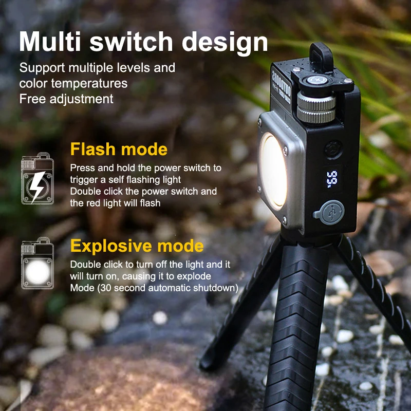 Senter Gantungan Kunci Magnetik Mini COB Ultra Terang 2025, Kecerahan Dapat Disesuaikan 120-3500lm, Magnetik & Tahan Air