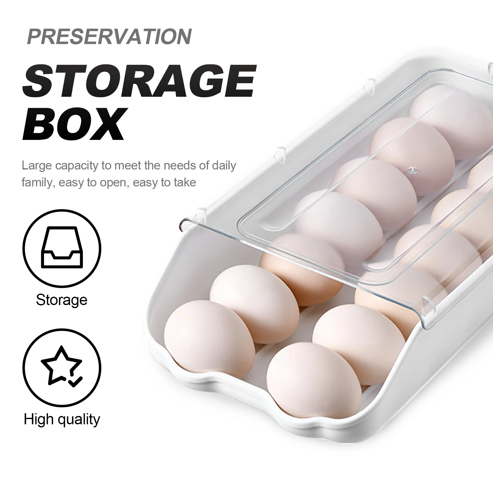 

Plastic Holder Drawer Type Egg Box Storage Tray Kitchen ganizer 12 Eggs Smooth Surface Egg Storage Case Refrigerator ganizer