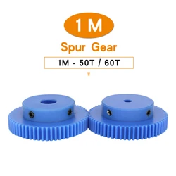 Plastic Gear 1M-50T/60T Bore Size 6/8/10/12/14/15 mm Teeth Pitch 3.14mm Teeth Height 10mm Blue Spur gear Transmission Parts