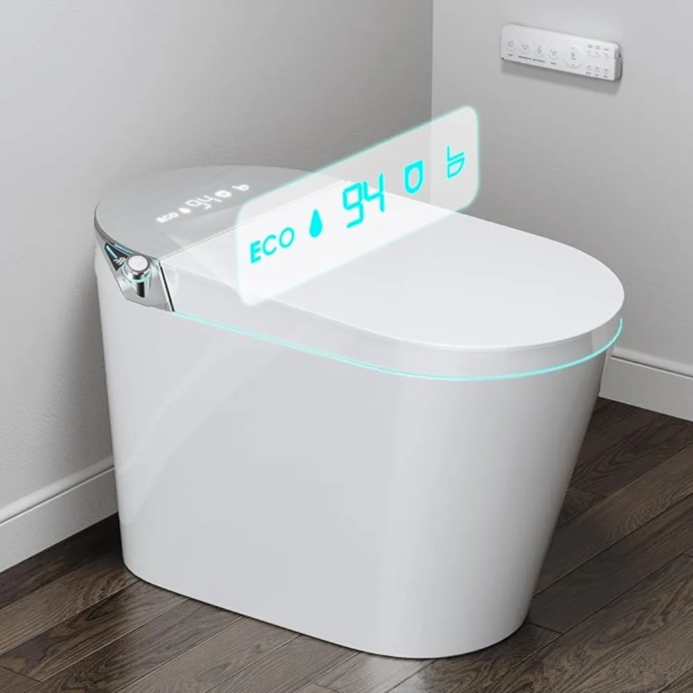 Smart Toilet, Built-in Heated, 360 Degree Siphon Powerful Flush, Auto Open & Close Lid, Wireless Remote Control, Smart Toilet