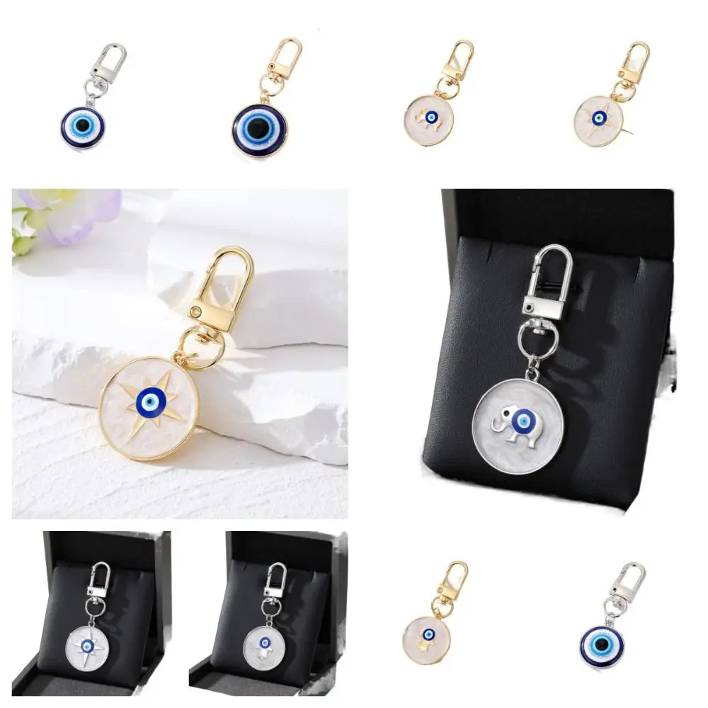 Trend Resin Star Demon Eye Keychain Alloy Palm Turkish Blue Eye Pendant Folk Style Bag Pendents Female