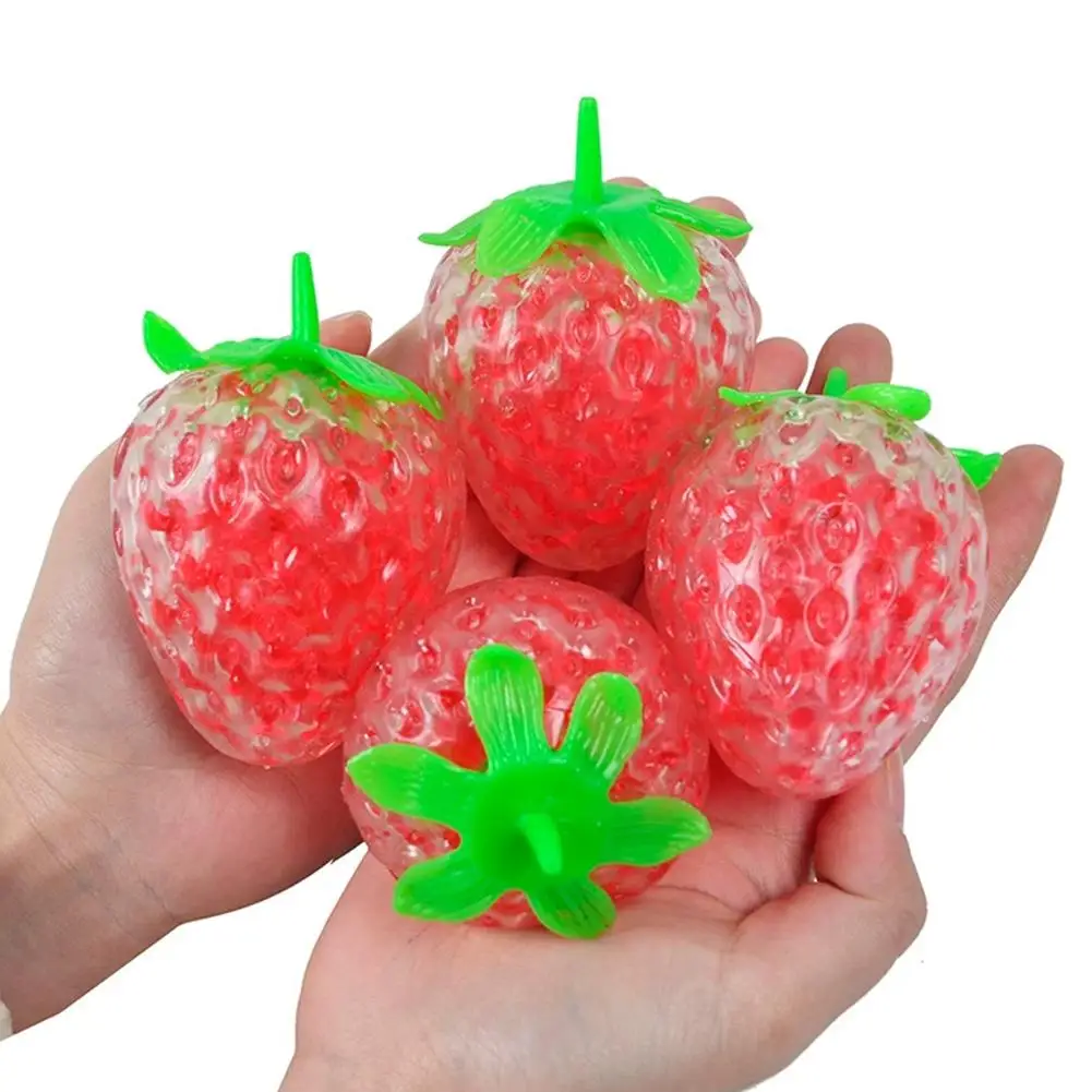 1/2/3 Stück Kristall-Erdbeer-Stressabbau-Spielzeug TPR Quetschball Dehnbares Fidget-Spielzeug Lustiges Anti-Stress Sensorisches Spielzeug