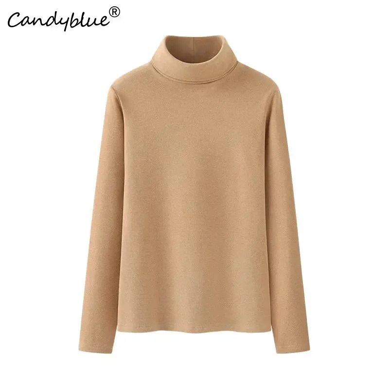 

Half High Neck T-shirt Women With Long Sleeves Autumn Winter Heating Warmth Protection Fitting Top Paired With Bottoming Shirt