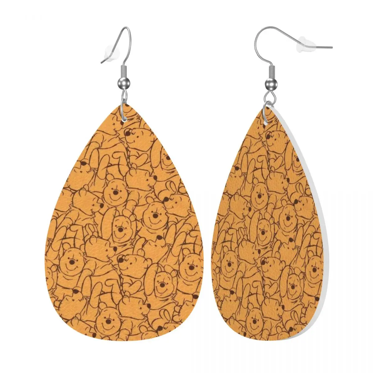 Custom Winnie The Pooh PVC Leather Earrings Dangle Earrings Jewelry For Women For Wife Mother Gift view 2