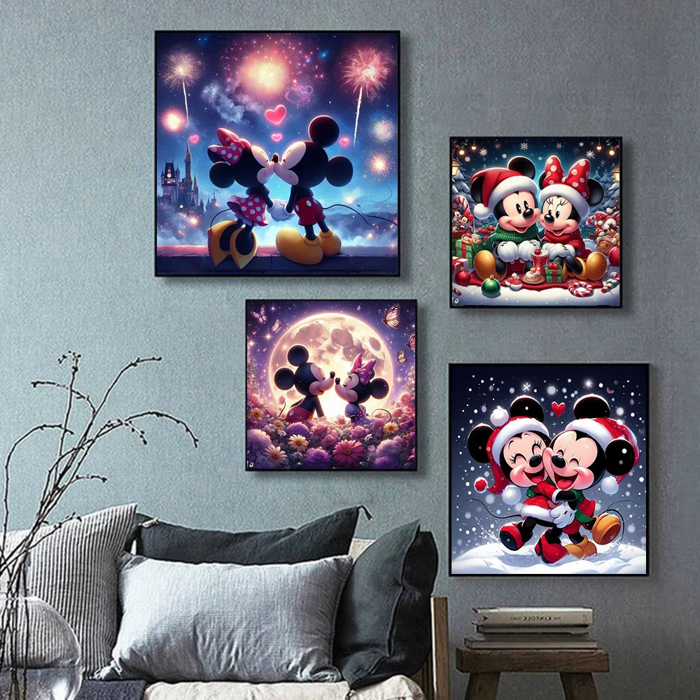 5D Mickey & Minnie Romantic Love Disney Christmas Cartoon Colorful Full Diamond Painting Embroidery Wall Art Kid Home Decor Gift