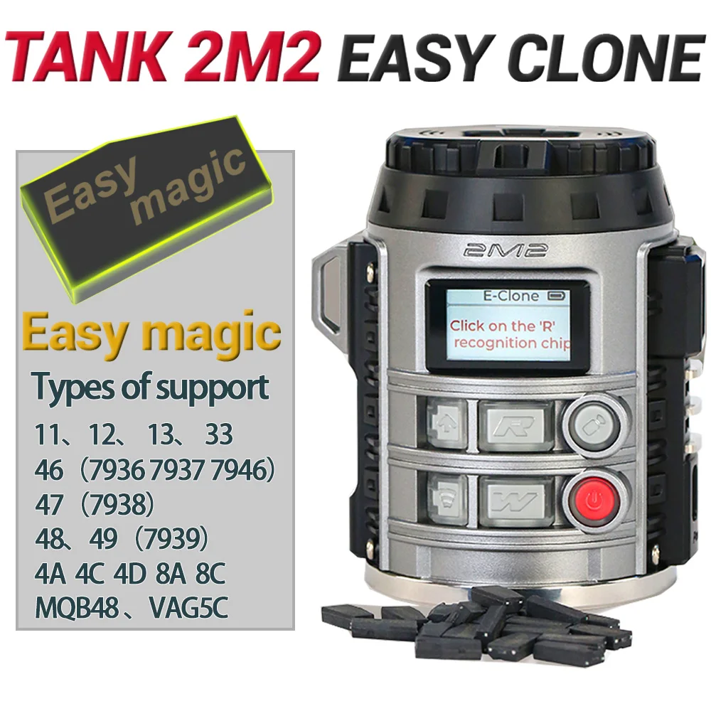 

TANK 2M2 Easy Clone Super Transponder can Clone Chip Support Copying ID46 ID4D ID8A ID47 ID5C ID8E ID12 MQB48 VAG5C