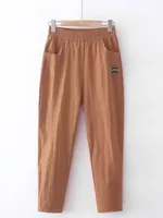 Slimming Straight Leg Cotton Linen Harem Pants Women's High Waist Summer Casual Trousers Pure Color Versatile Loose Fit Thin - Image 4
