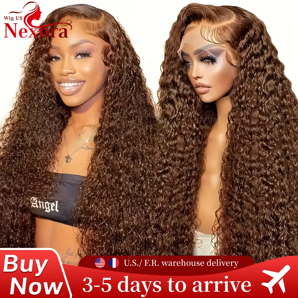 

Глубокая волна 13x4, прозрачный парик из натуральных волос на кружеве, 32 дюйма, шоколадно-коричневый, вьющийся, 13x6, волнистый, кружевной передний парик, предварительно выщипанный