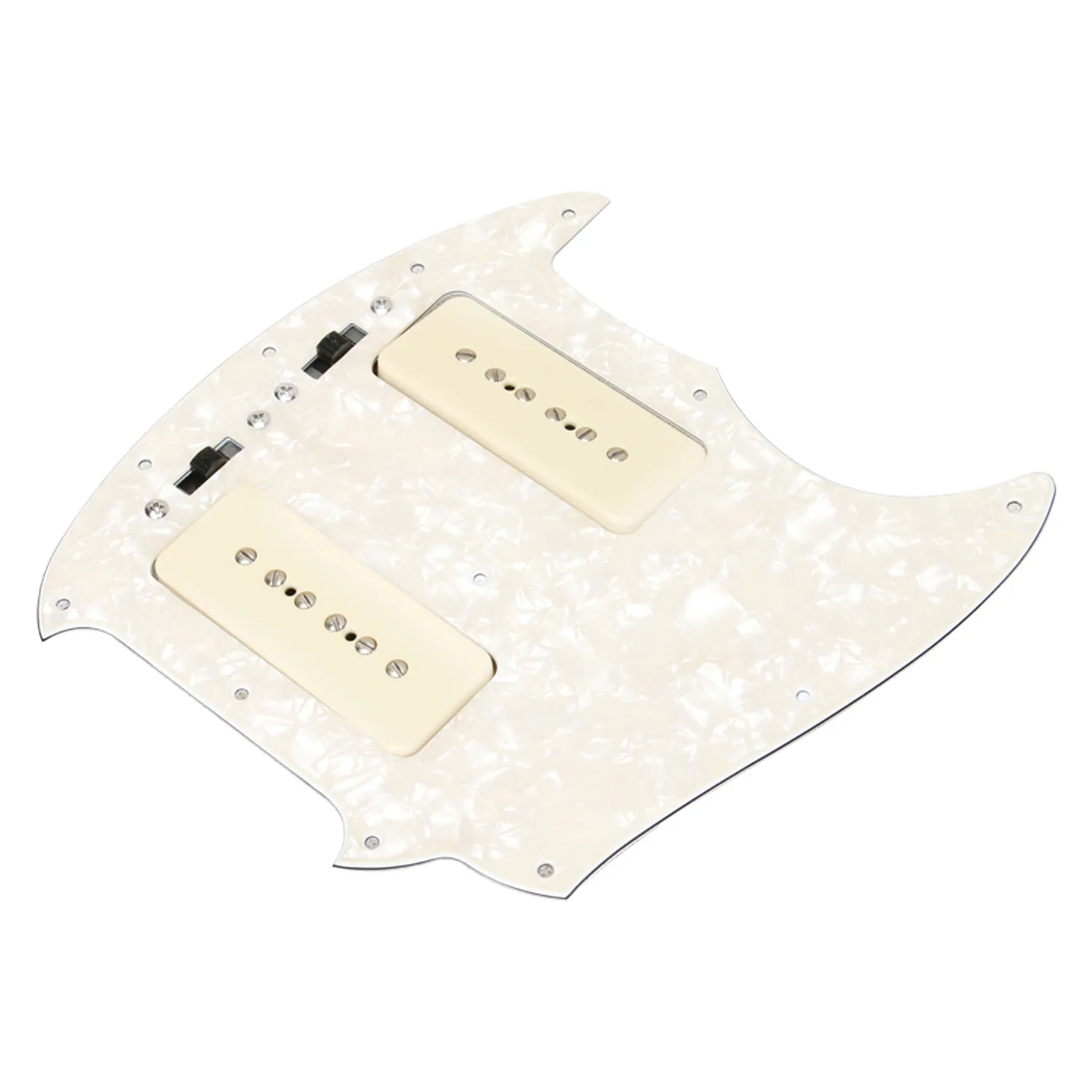 White Pearl Jazz/master Pickguard Preassembled with P90 Soap Bar Pickups Pre-wired Harness Electric Guitar Scratch Plate
