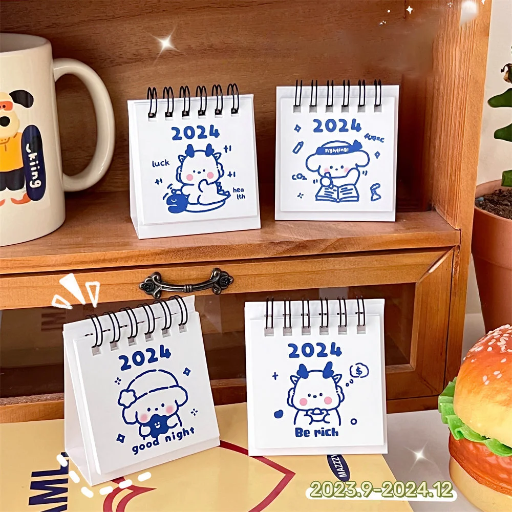 Creative Cartoon Desktop Mini Calendar Student Schedule Self Disciplined Clock In Calendar Book New Simple Desk Decoration 2024