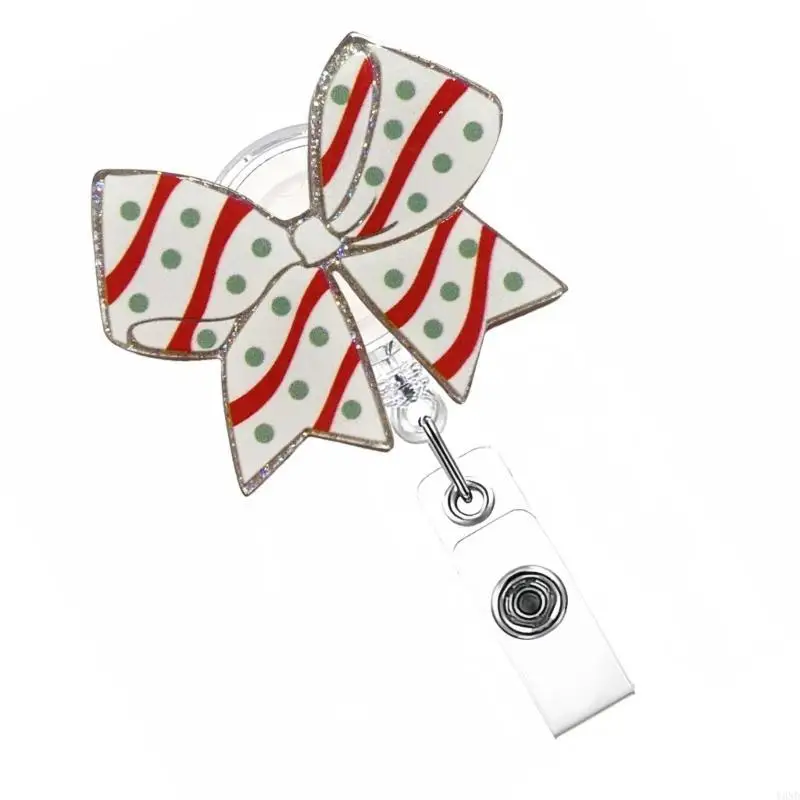 

Retractable Badges Reel Bowknot Badges Holder with Clip for Nurse Doctor Student Y3ND