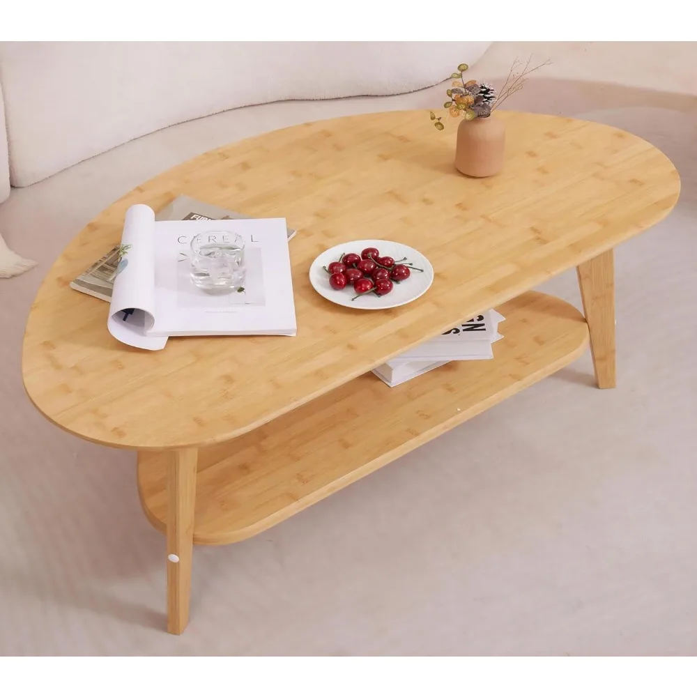 Coffee Table Storage , Large Coffee Table Living Room 41.5" W x 22'' D  Solid Coffee Tables No Right Angle to Avoid Collision