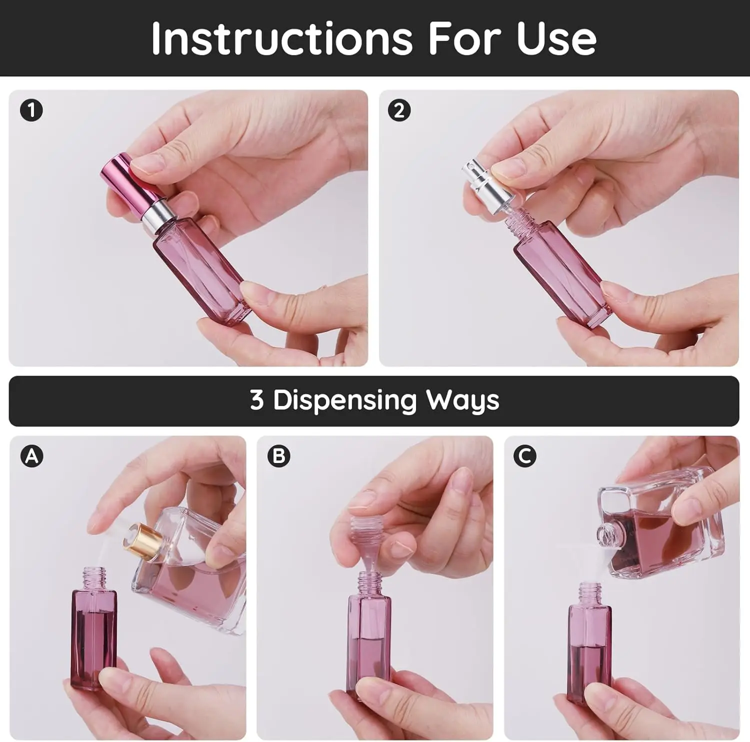 100Pcs 10ML Perfume Travel Refillable Mini Cologne Perfume Bottles Empty Portable Atomizer Sprayer for Perfume Travel Size