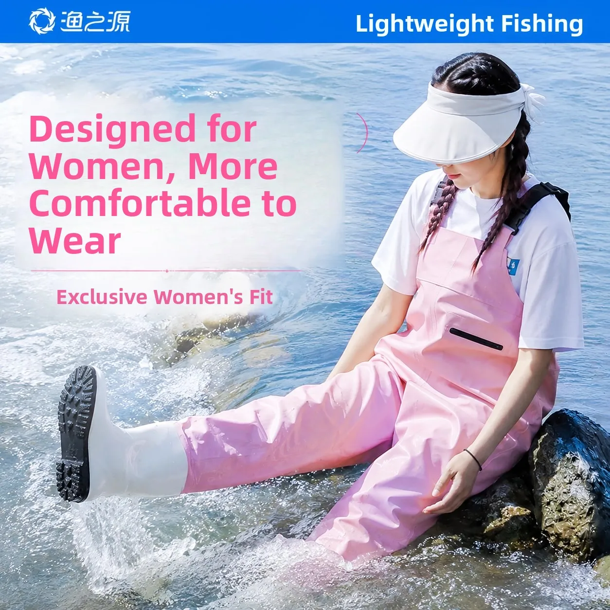 fishing-suit-women's-wading-clothes-half-body-overall-rain-pants-water-shoes-fishing-gear-outdoor-activities-seafood-harvesting