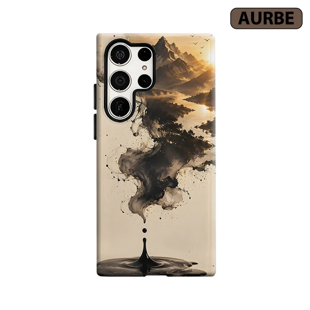 Ink Wash Mountain Phone Case For Samsung Galaxy S26 S25 S24 S23 Ultra Plus HD Hard Double Layer Film Cover