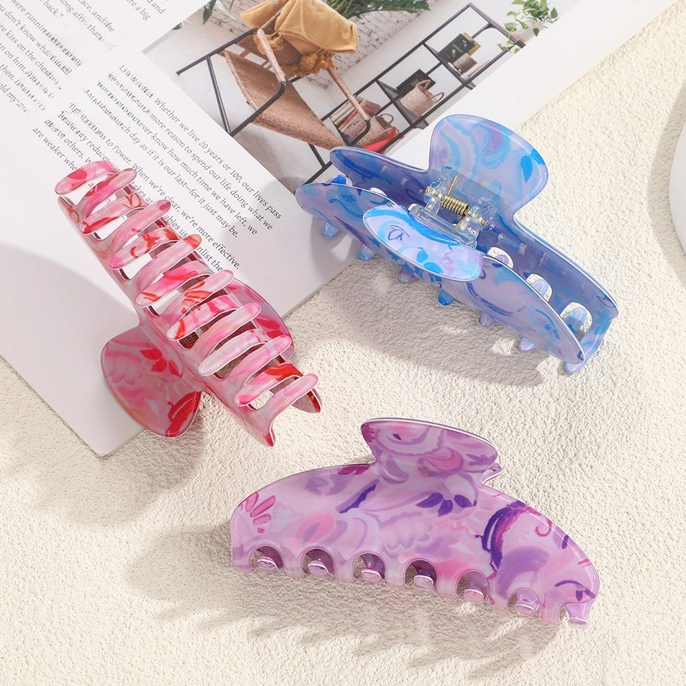 

NEW 10CM Large Colored Ink Series Hair Claw Retro Elegant Acrylic Claw Clips Crab Hair Clips Hair Accessories for Women Girls