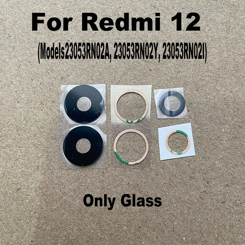 1PCS For Xiaomi Redmi 12 Back Camera Lens Rear Main Camera Glass Cover with Frame Bezel Flash Lamp Replacement 4G 5G