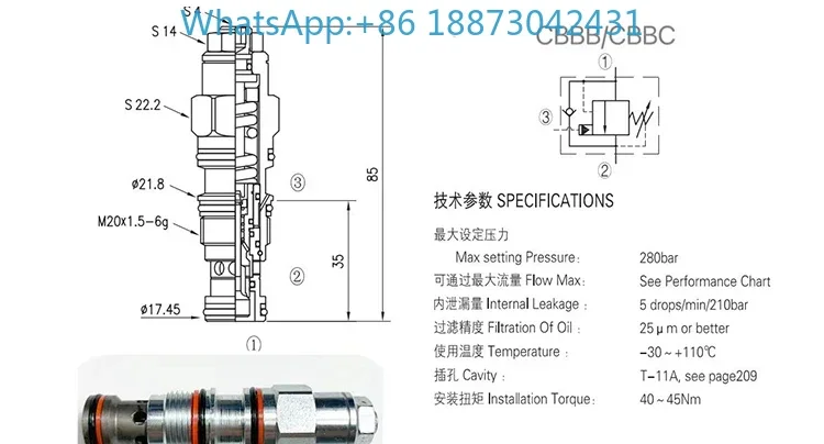 

SUN type threaded plug-in balance valve CBBA/CBBB/CBBC/CBBD/CBBG(1PCS)