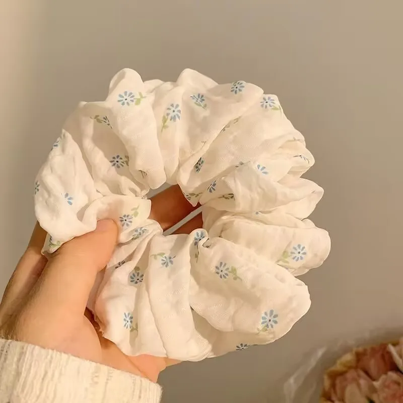 1PC Simple Floral Print Large Intestine Hair Ring for Women New Girls Headwear,Hair Rope,Hair Accessory Rubber Band Hair Ties